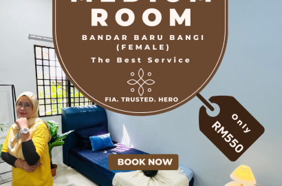 (ATTACHED TOILET 📍📍) Bilik Sewa Perempuan, Bandar Baru Bangi, UKM, TENERA, Sony, KPTM, Bangi Sentral, Bangi Square, He