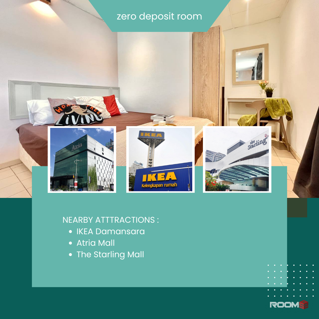 Room Rent With NO DEPOSIT 🙋🏻‍♀️ Near IKEA Damansara ❗ Near Bus Stop 🚎